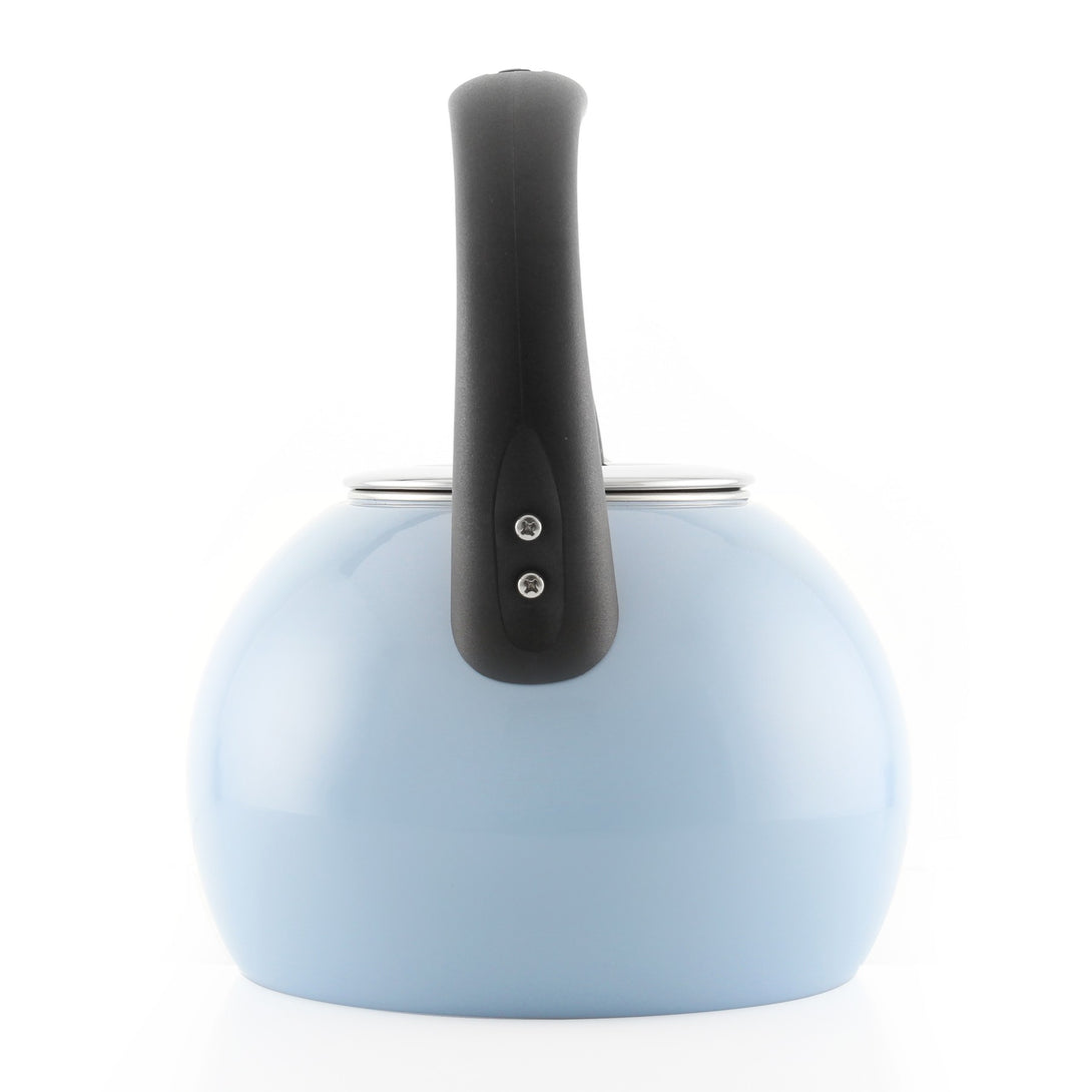 Enamel-on-Steel Anniversary Teakettle Collection 2 Quart back view in light blue