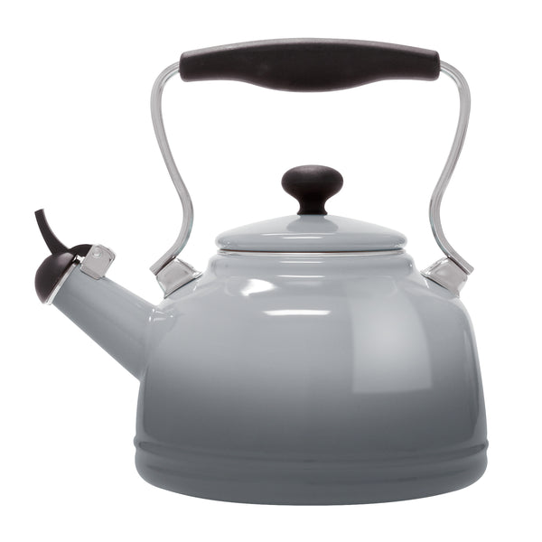 enamel on steel lake teakettle 1.7 quart gray