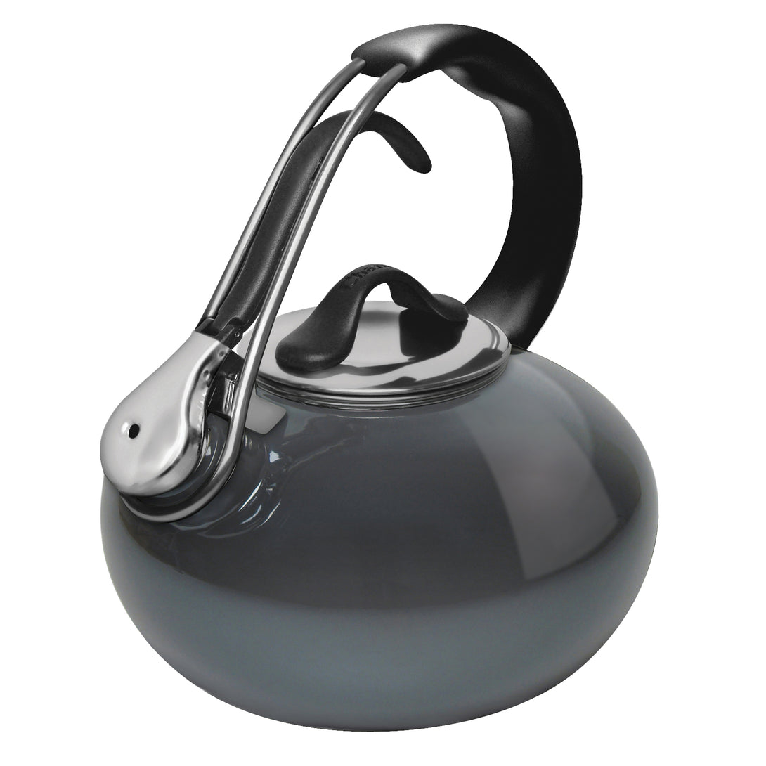 Enamel-on-Steel Classic Loop Teakettle 1.8 Quart in gray