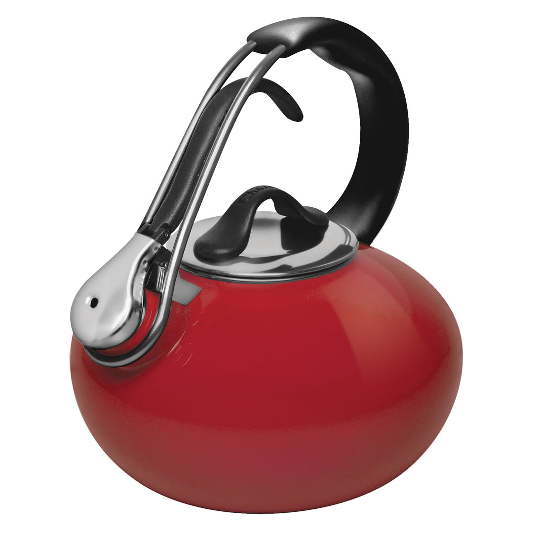 Enamel-on-Steel Classic Loop Teakettle 1.8 Quart in red