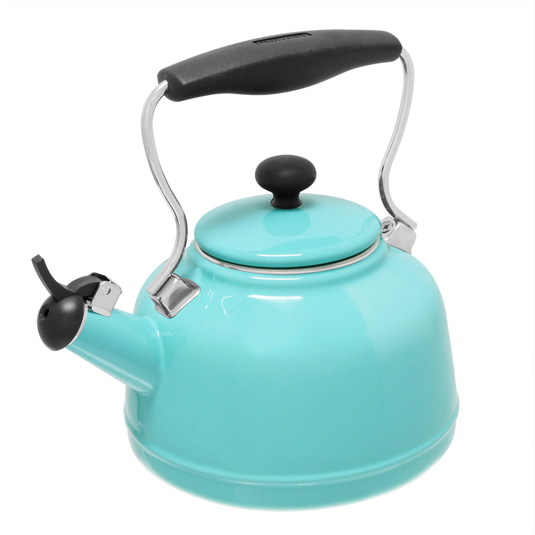 Enamel-on-Steel Vintage Teakettle Collection 1.7 Quarts in aqua blue