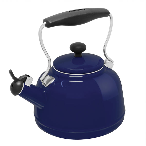 Enamel-on-Steel Vintage Teakettle Collection 1.7 Quarts in colbalt blue