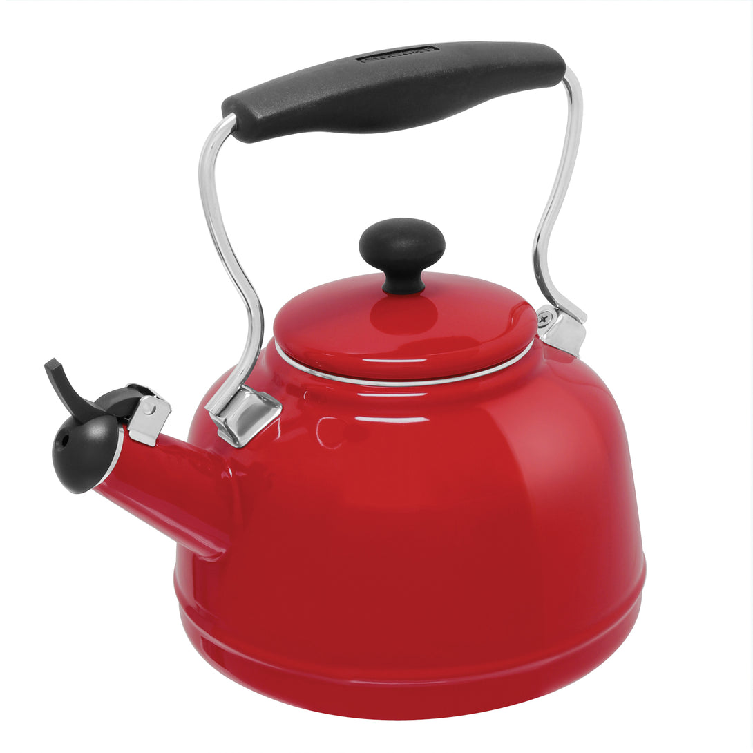 Enamel-on-Steel Vintage Teakettle Collection 1.7 Quarts in red