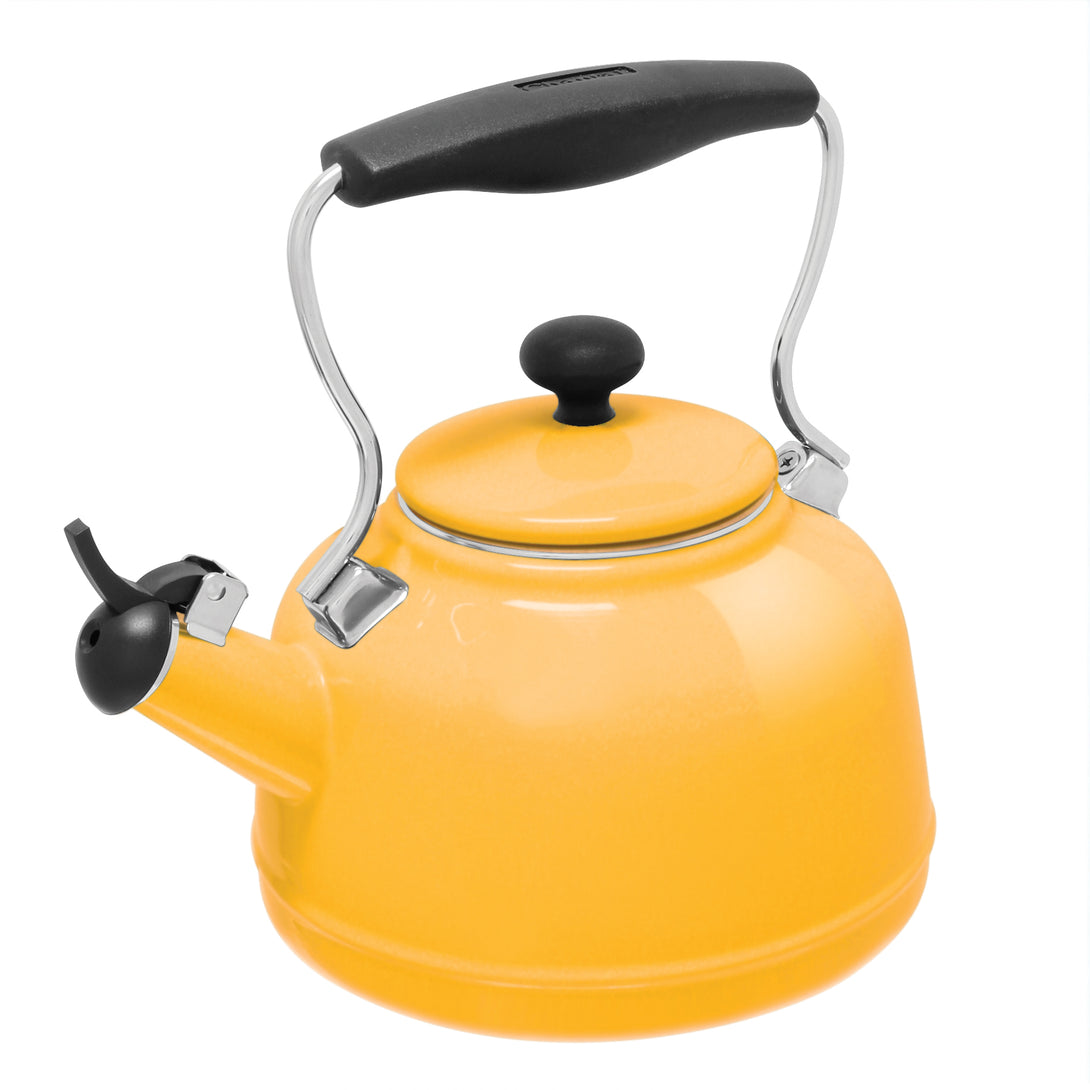 vintage stovetop teakettle in marigold