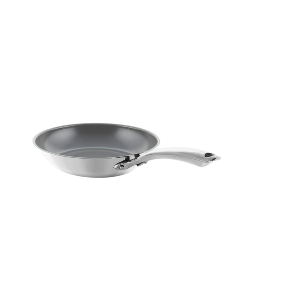 3.clad fry pan tri-ply ceramic coated polished 8 inch