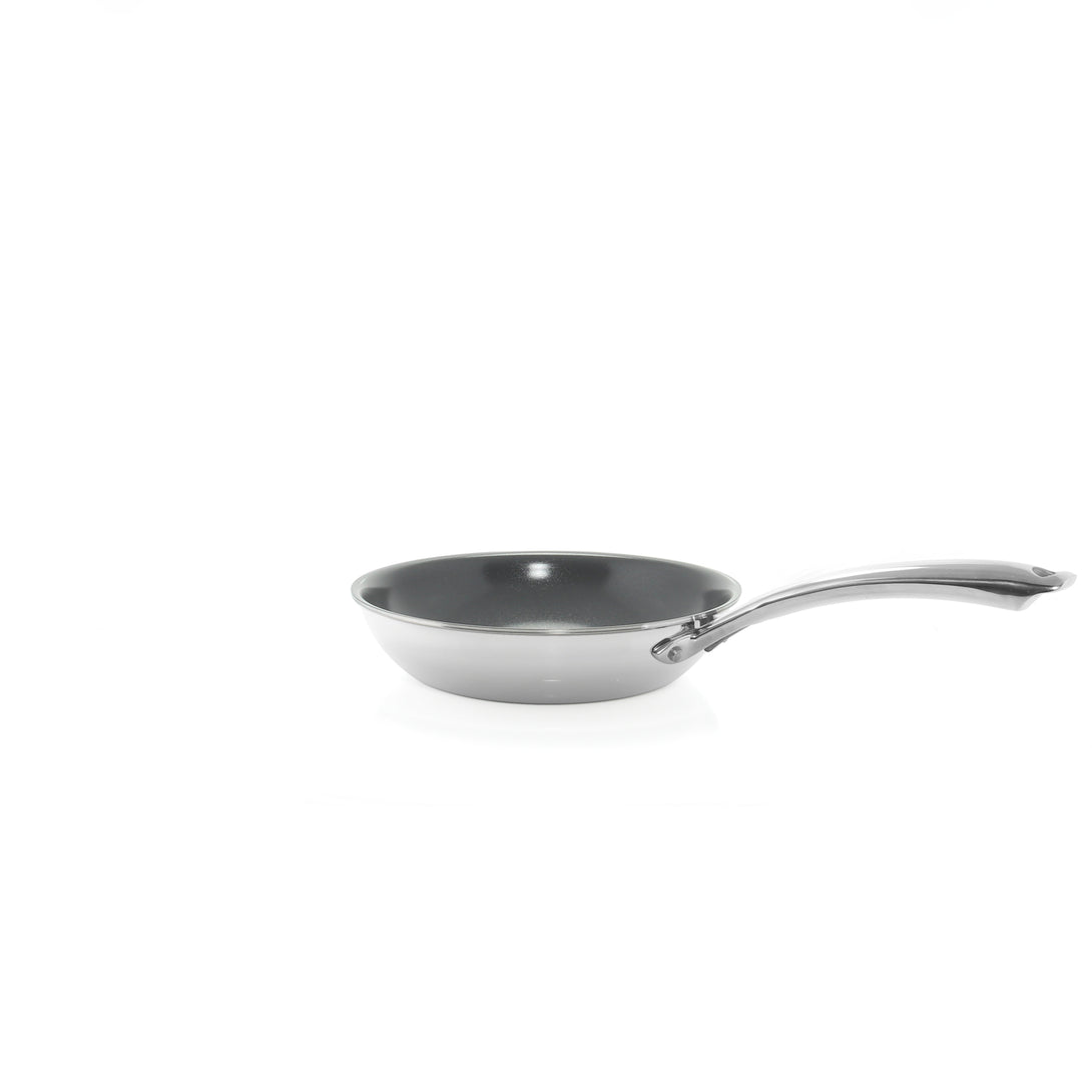 3.clad fry pan tri-ply ceramic coated polished 8 inch