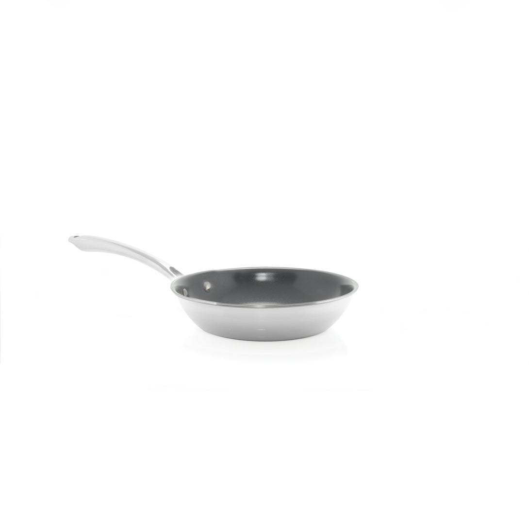 3.clad fry pan tri-ply ceramic coated polished 8 inch