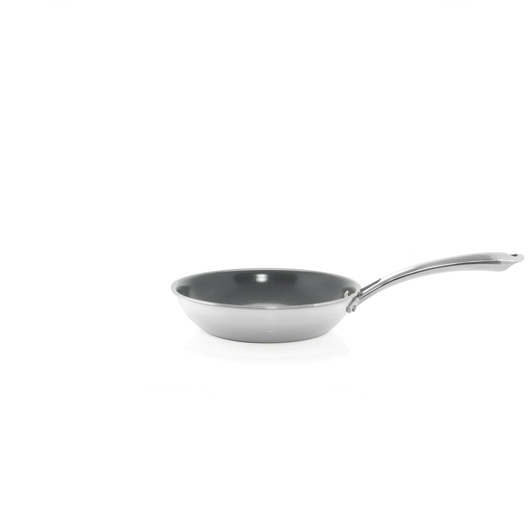 3.clad fry pan tri-ply ceramic coated polished 8 inch