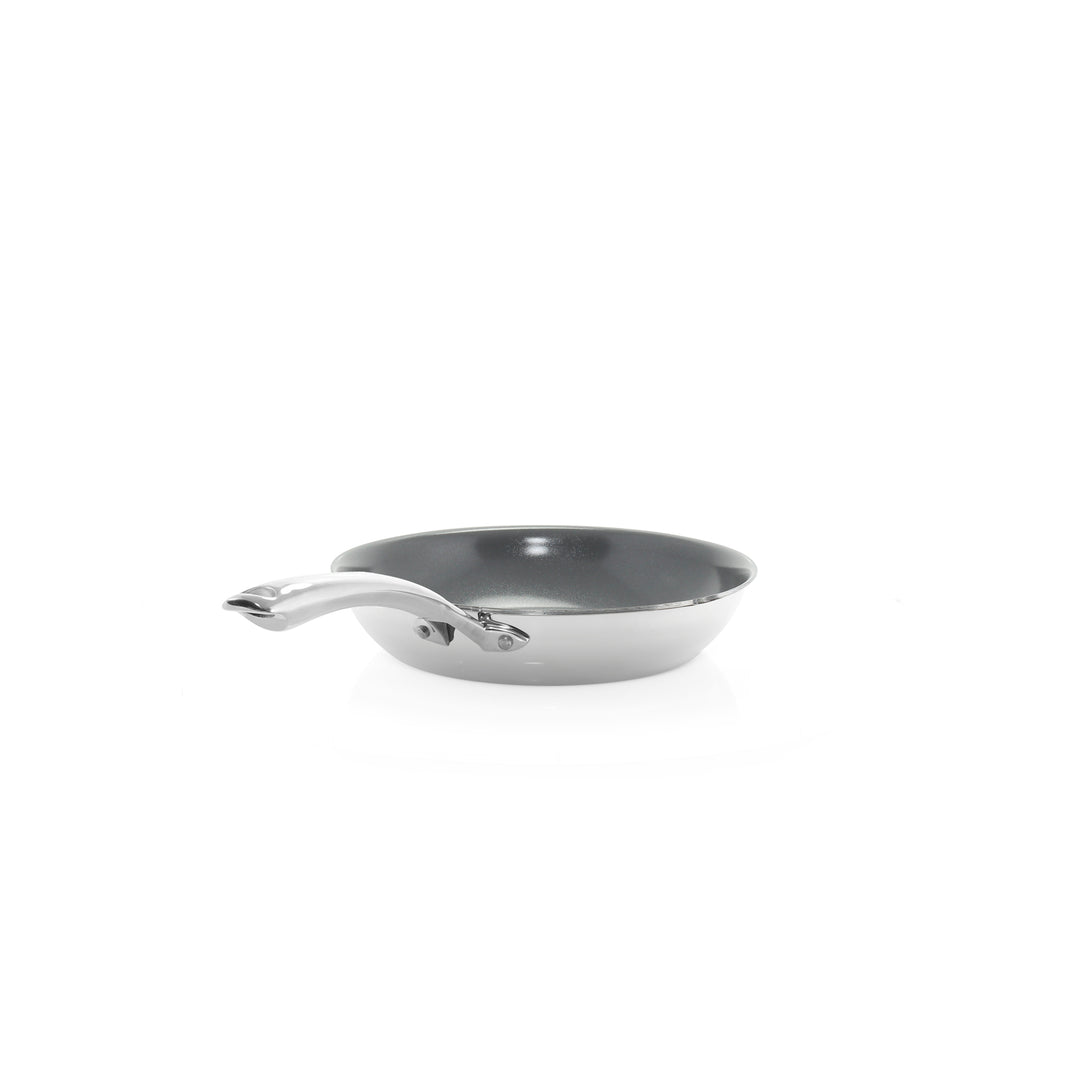 3.clad fry pan tri-ply ceramic coated polished 10 inch