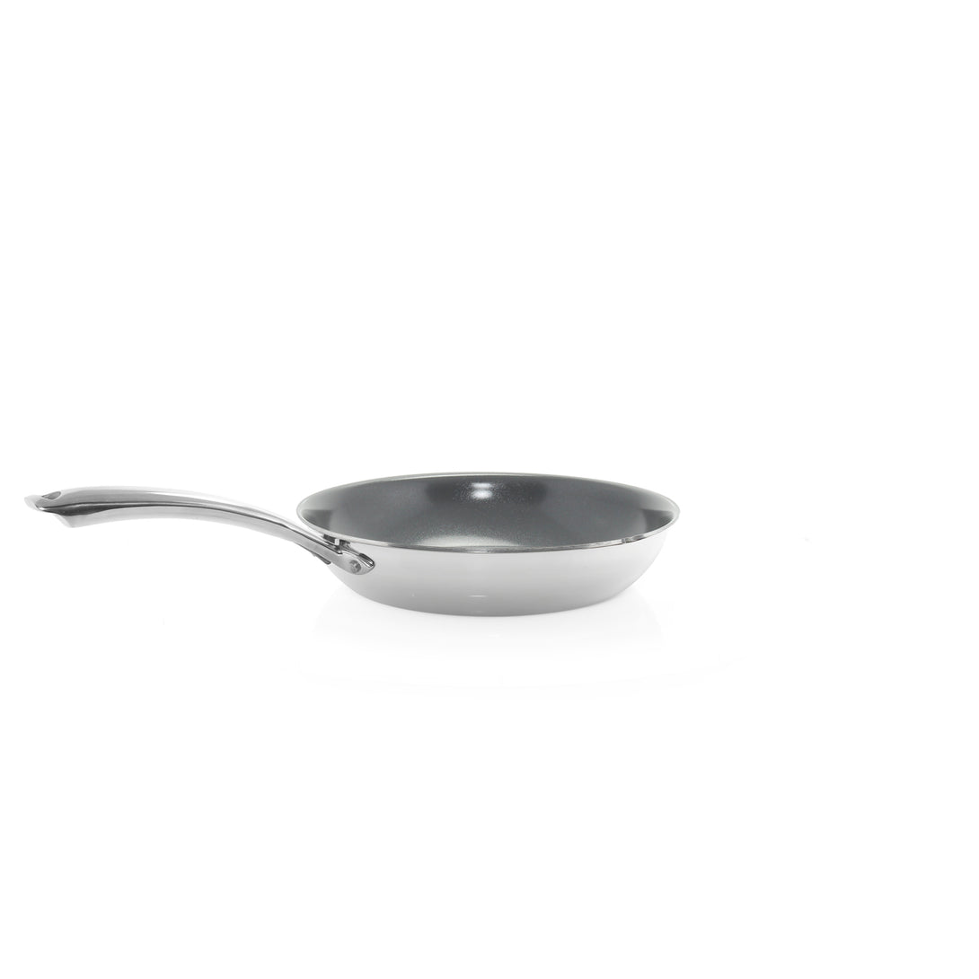 3.clad fry pan tri-ply ceramic coated polished 10 inch