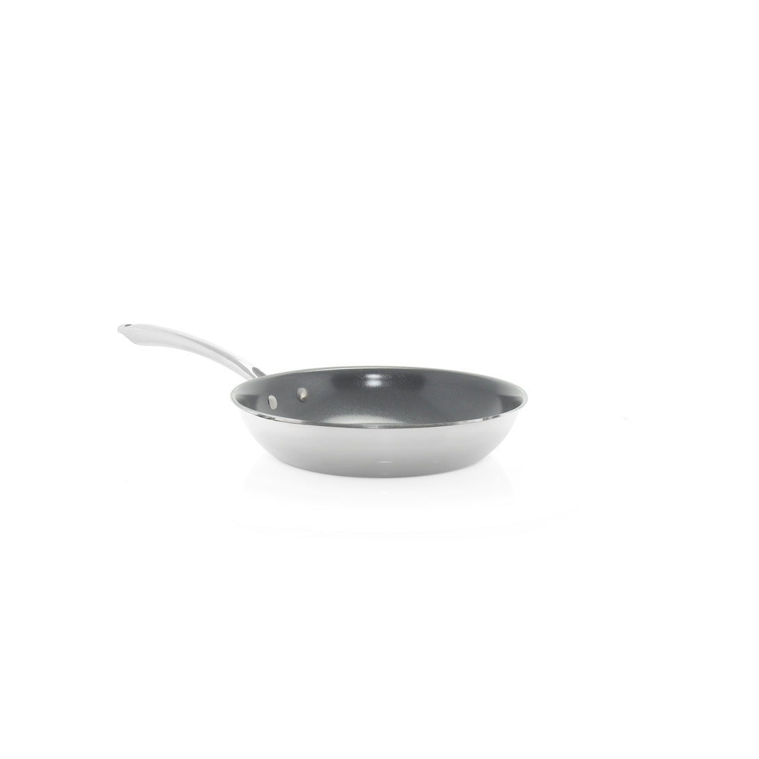 3.clad fry pan tri-ply ceramic coated polished 10 inch