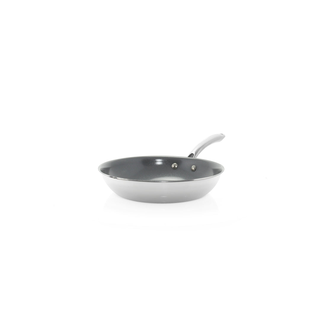 3.clad fry pan tri-ply ceramic coated polished 10 inch