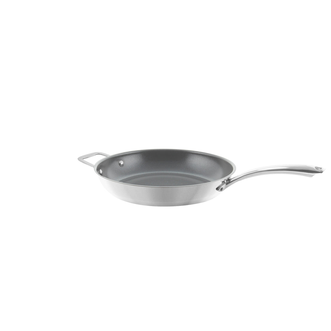 3.clad fry pan tri-ply ceramic coated polished 11 inch