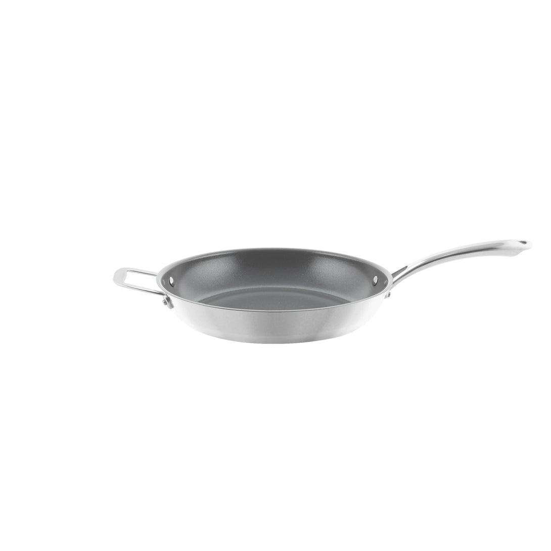 3.clad fry pan tri-ply ceramic coated polished 11 inch