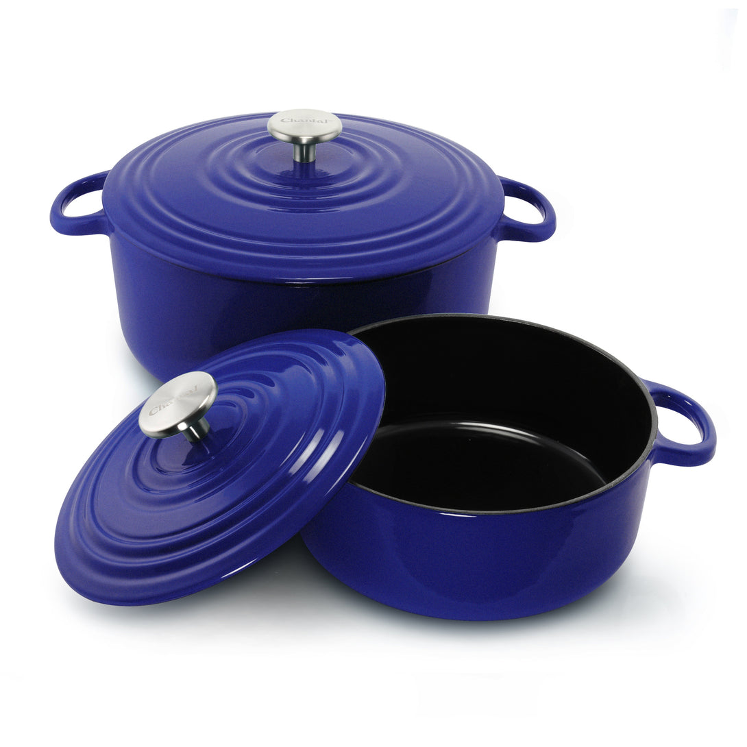 cobalt blue cast iron dutch oven set 3 and 7 quart cast iron dutch ovens