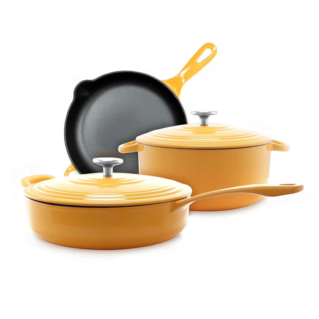 5 piece cast iron set in marigold yellow